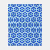 Snowflake Quit Pattern - Cobalt Blue en White Fleece Deken (Voorkant)