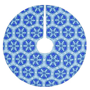Snowflake Quit Pattern - Cobalt Blue en White Kerstboom Rok
