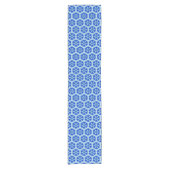 Snowflake Quit Pattern - Cobalt Blue en White Korte Tafelloper (Voorkant)