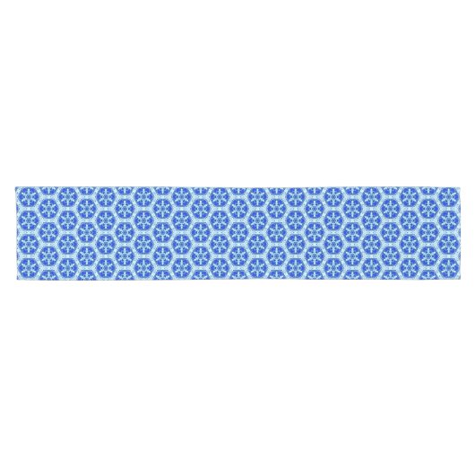 Snowflake Quit Pattern - Cobalt Blue en White Korte Tafelloper (Horizontaal)