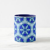 Snowflake Quit Pattern - Cobalt Blue en White Mok (Midden)