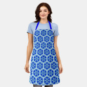 Snowflake Quit Pattern - Cobalt Blue en White Schort (Gedragen)