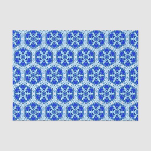 Snowflake Quit Pattern - Cobalt Blue en White Tissuepapier (Voorkant)