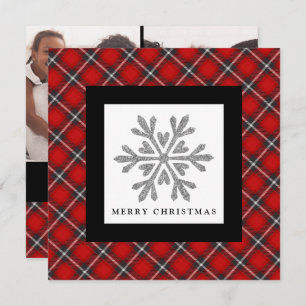 Snowflake Red Black Pset 2 Kaart voor kerstmis