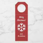 Snowflake Red en White met prettige kerst Flessenhanger (Voorkant)