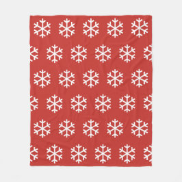 Snowflake Red Fleece Blanket Deken