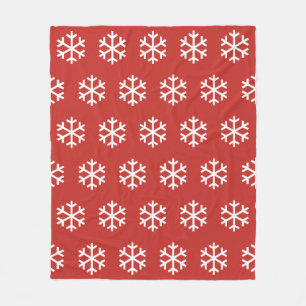 Snowflake Red Fleece Blanket Deken