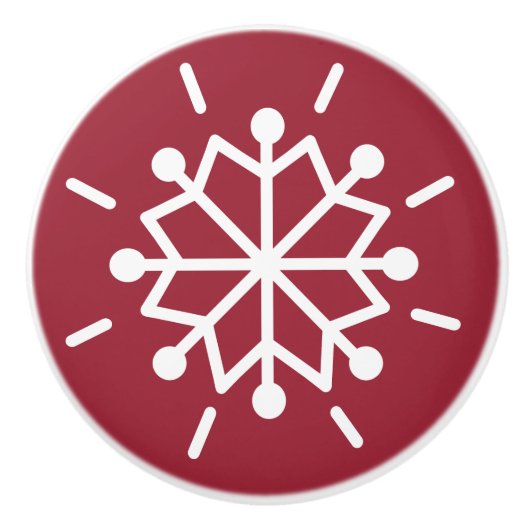 Snowflake Red Keramische Knop (Voorkant)