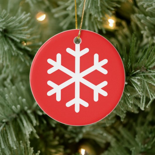 Snowflake Red Kerstkeramisch Ornament (Boom)