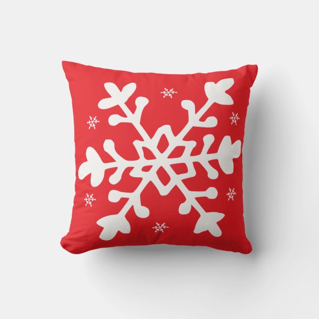 Snowflake Red Kerstmis Kussen (Voorkant)