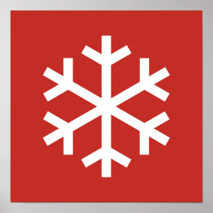Snowflake Red Kerstmis Poster