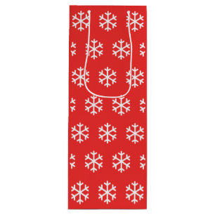 Snowflake Red Kerstwijn Gift Bag Wijn Cadeautas