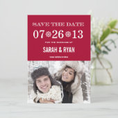 Snowflake Red Save the Date Photo Invitations (Staand voorkant)