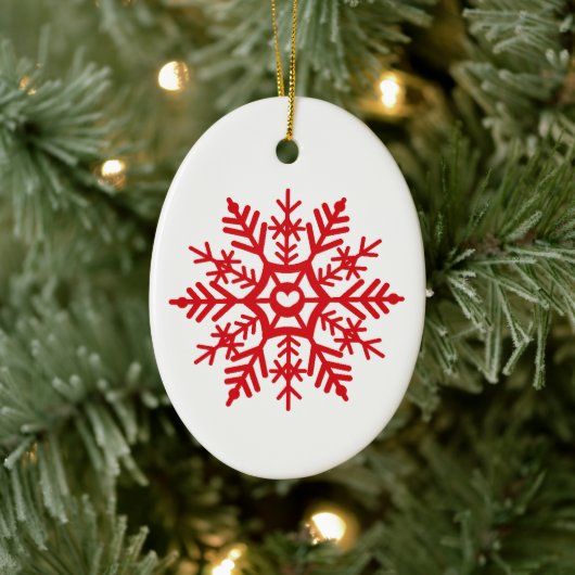 Snowflake Red Scandinavische kerstboomkunst Keramisch Ornament (Boom)