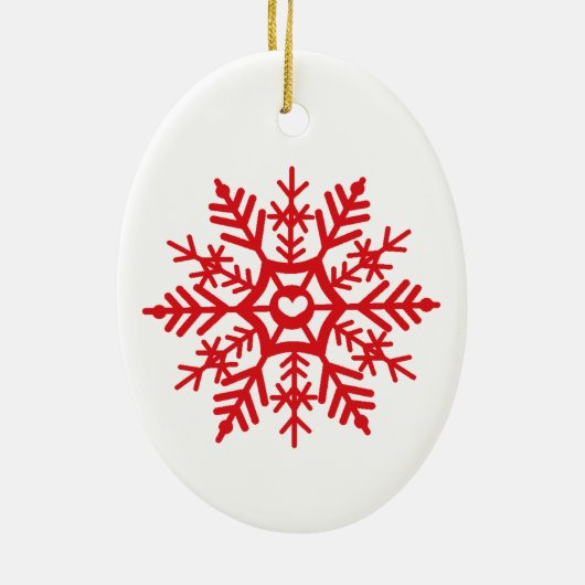 Snowflake Red Scandinavische kerstboomkunst Keramisch Ornament (Achterkant)