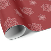Snowflake Red Wrapping Paper Cadeaupapier (Rol Hoek)
