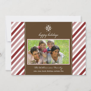 Snowflake Ribbon Custom Family Holiday Card (rood) Feestdagenkaart