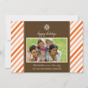 Snowflake Ribbon Family Holiday Card (oranje) Feestdagenkaart