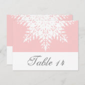 Snowflake rose, blanc numéro de table de mariage d (Devant / Derrière)
