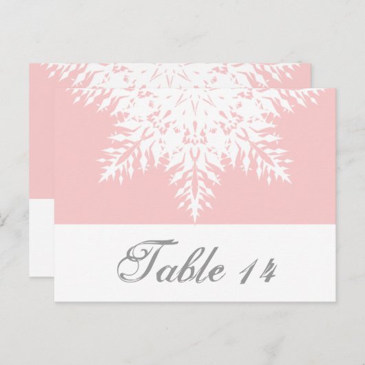 Snowflake rose, blanc numéro de table de mariage d (Devant / Derrière)