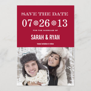Snowflake Rouge Sauvez la date Invitations photo