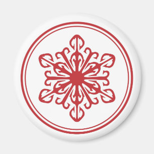 Snowflake Round Magnet - Rood Magneet