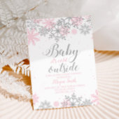 Snowflake Roze en Zilver Glitter Baby shower Kaart