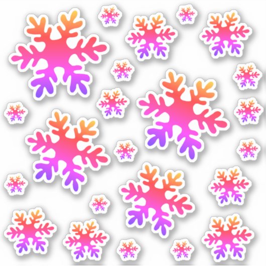 Snowflake roze kleurige sneeuwwinter sticker (Voorkant)