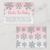 Snowflake roze & Silver Baby Book Request Kaarten Plaatskaartje (Voorkant / Achterkant)