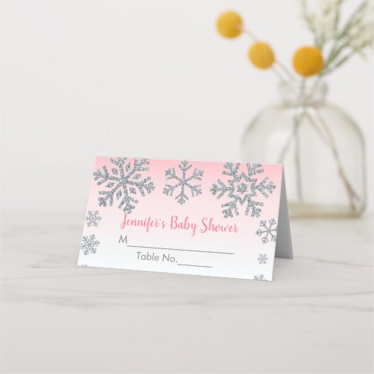 Snowflake Roze & Silver Winter Baby shower (Voorkant)