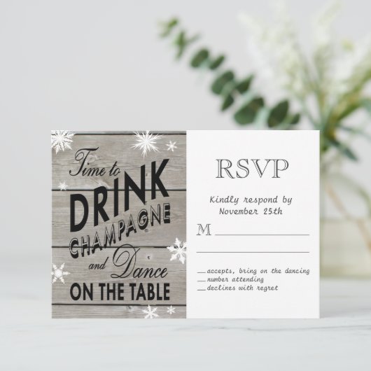 Snowflake RSVP Time to Drink Champagne (Staand voorkant)