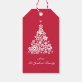 Snowflake sapin de Noël rouge et blanc étiquette c (Dos)