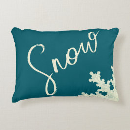 Snowflake script blue slate butter elegant winter accent kussen