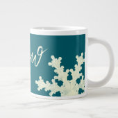 Snowflake script blue slate butter elegant winter extra grote beker (Rechts)