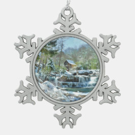 Snowflake-sierbloem met afbeelding van Glade Creek Tin Sneeuwvlok Ornament