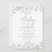 Snowflake Silver Glitter Baby shower Kaart (Voorkant)