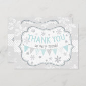 Snowflake Silver Glitter Winter Hartelijk dank Kaart (Voorkant / Achterkant)