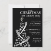 Snowflake & Silver Ribbon-kerstboom uitnodigen Kaart (Voorkant)
