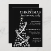 Snowflake & Silver Ribbon-kerstboom uitnodigen Kaart (Voorkant / Achterkant)