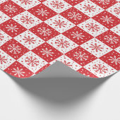 Snowflake & sneeuwpatroon (rood) cadeaupapier (Hoek)