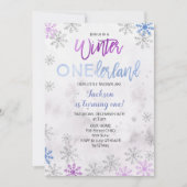 Snowflake Snow Onederland First Birthday Invite Kaart (Voorkant)
