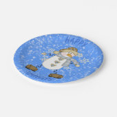 Snowflake Snowman Blue Papieren Bordje (Gekanteld)