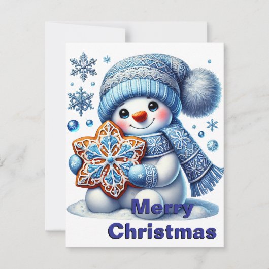 Snowflake Snowman Christmas Kaart (Voorkant)