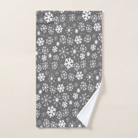 Snowflake Snowstorm met grijze achtergrond Bad Handdoek (Handdoek)