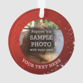 Snowflake Stars Foto Rood Ornament (achterkant)