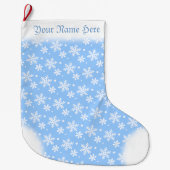 Snowflake Stocking Custom Blue Kerstmis Stockings Grote Kerstsok (Voorkant)