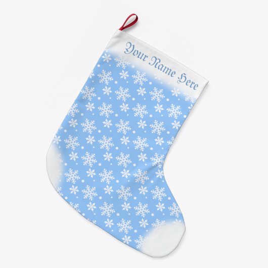 Snowflake Stocking Custom Blue Kerstmis Stockings Grote Kerstsok (Voorkant (Hangend))