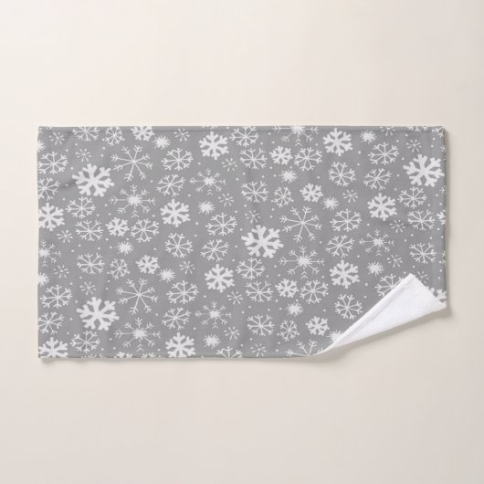 Snowflake storm in zilver grijs bad handdoek (Handdoek)