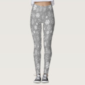 Snowflake storm in zilver grijs leggings (Voorkant)