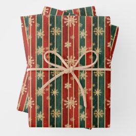 Snowflake Stripe Kerstvakantie inpakpapier